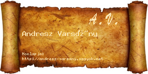 Andresz Varsány névjegykártya
